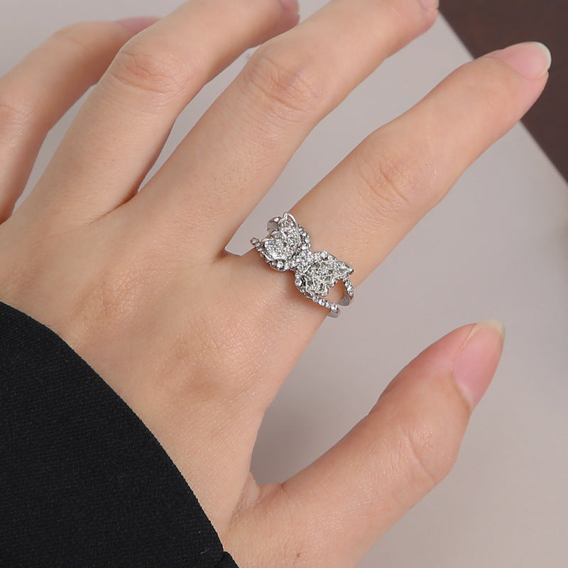 Wholesale Rhinestone Butterfly Alloy Rings